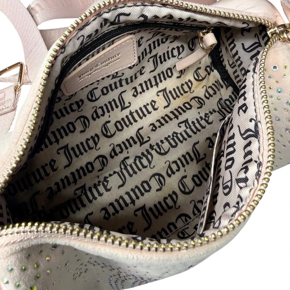 Juicy Couture Pink Velour Rhinestone Barrel Crossbody